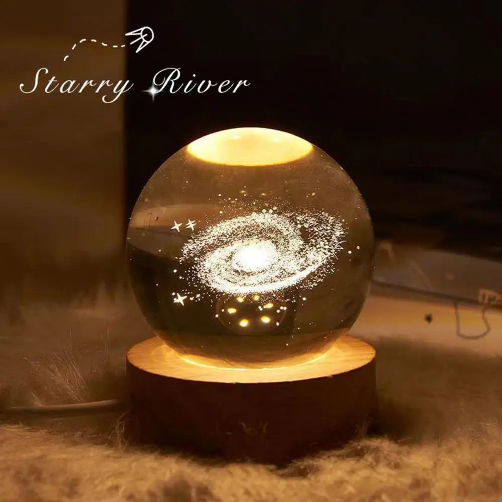 Night Light Soft Light USB Powered Plug And Play Fall Resistant Faux Crystal Ball 3000K Warm Bedside Lamp Home Supply