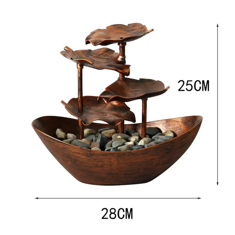 Tabletop Water Fountain 4-Tiers Lotus Leaf Small Waterfall Fountain USB Desk Fountain Automatic Pump USB Tabletop