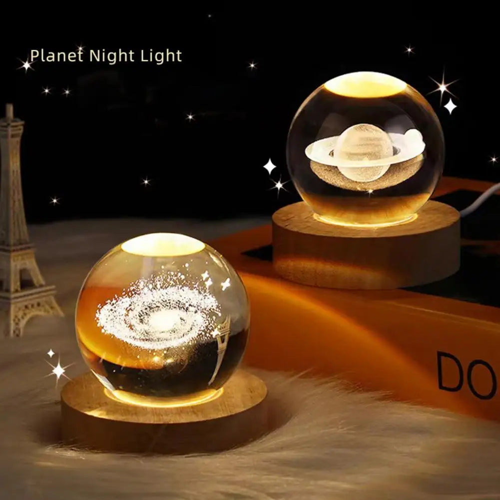 Night Light Soft Light USB Powered Plug And Play Fall Resistant Faux Crystal Ball 3000K Warm Bedside Lamp Home Supply